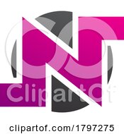 Poster, Art Print Of Magenta And Black Round Bold Letter N Icon