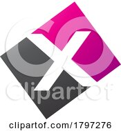 Magenta And Black Rectangle Shaped Letter X Icon