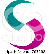 Poster, Art Print Of Magenta And Green Blade Shaped Letter S Icon