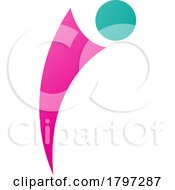 Poster, Art Print Of Magenta And Green Bowing Person Shaped Letter I Icon