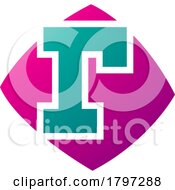 Poster, Art Print Of Magenta And Green Bulged Square Shaped Letter R Icon