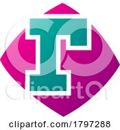 Magenta And Green Bulged Square Shaped Letter R Icon