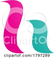 Poster, Art Print Of Magenta And Green Calligraphic Letter H Icon