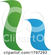 Poster, Art Print Of Green And Blue Calligraphic Letter H Icon