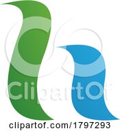 Green And Blue Calligraphic Letter H Icon