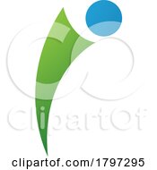 Green And Blue Bowing Person Shaped Letter I Icon