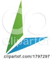 Poster, Art Print Of Green And Blue Letter L Icon With Triangles