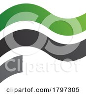 Poster, Art Print Of Green And Black Wavy Flag Shaped Letter F Icon