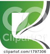 Green And Black Wavy Layered Letter E Icon
