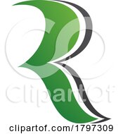 Poster, Art Print Of Green And Black Wavy Shaped Letter R Icon