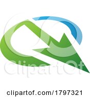 Poster, Art Print Of Green And Blue Arrow Shaped Letter Q Icon
