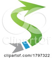 Poster, Art Print Of Green And Blue Arrow Shaped Letter S Icon