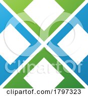 Poster, Art Print Of Green And Blue Arrow Square Shaped Letter X Icon