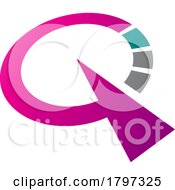 Poster, Art Print Of Magenta And Green Clock Shaped Letter Q Icon