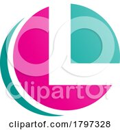 Poster, Art Print Of Magenta And Green Circle Shaped Letter L Icon