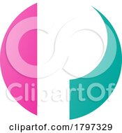 Poster, Art Print Of Magenta And Green Circle Shaped Letter P Icon