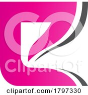 Poster, Art Print Of Magenta And Black Wavy Layered Letter E Icon