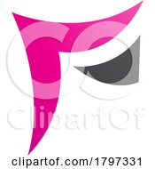Magenta And Black Wavy Paper Shaped Letter F Icon