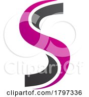 Poster, Art Print Of Magenta And Black Twisted Shaped Letter S Icon