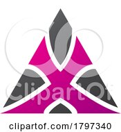 Poster, Art Print Of Magenta And Black Triangle Shaped Letter X Icon