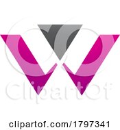 Poster, Art Print Of Magenta And Black Triangle Shaped Letter W Icon