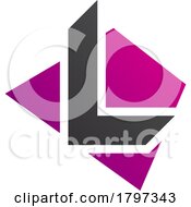 Poster, Art Print Of Magenta And Black Trapezium Shaped Letter L Icon