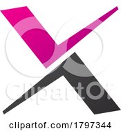 Magenta And Black Tick Shaped Letter X Icon