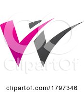 Poster, Art Print Of Magenta And Black Tick Shaped Letter W Icon
