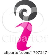 Poster, Art Print Of Magenta And Black Swirly Letter I Icon