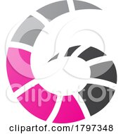 Poster, Art Print Of Magenta And Black Swirly Letter G Icon With Stripes