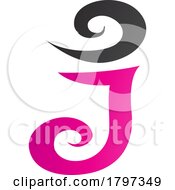 Poster, Art Print Of Magenta And Black Swirl Shaped Letter J Icon