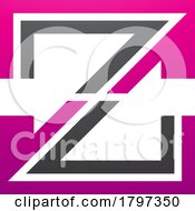Magenta And Black Striped Shaped Letter Z Icon