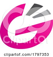Magenta And Black Striped Oval Letter G Icon