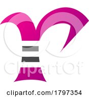 Magenta And Black Striped Letter R Icon