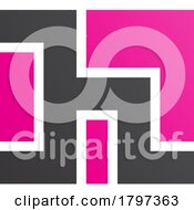 Poster, Art Print Of Magenta And Black Square Shaped Letter H Icon