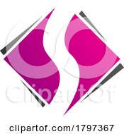 Poster, Art Print Of Magenta And Black Square Diamond Shaped Letter S Icon