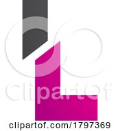 Poster, Art Print Of Magenta And Black Split Shaped Letter L Icon