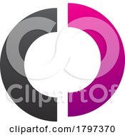 Poster, Art Print Of Magenta And Black Split Shaped Letter O Icon