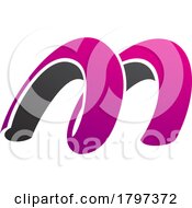 Poster, Art Print Of Magenta And Black Spring Shaped Letter M Icon