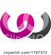 Poster, Art Print Of Magenta And Black Spring Shaped Letter W Icon