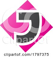 Poster, Art Print Of Magenta And Black Square Diamond Shaped Letter J Icon