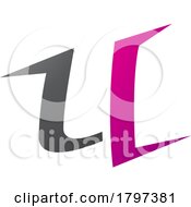 Poster, Art Print Of Magenta And Black Spiky Shaped Letter U Icon