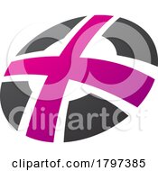 Magenta And Black Round Shaped Letter X Icon