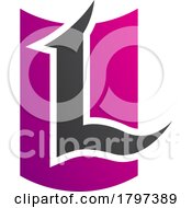 Poster, Art Print Of Magenta And Black Shield Shaped Letter L Icon