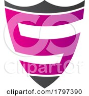 Poster, Art Print Of Magenta And Black Shield Shaped Letter S Icon