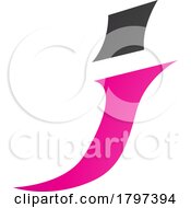 Poster, Art Print Of Magenta And Black Spiky Italic Letter J Icon
