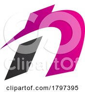 Poster, Art Print Of Magenta And Black Spiky Italic Letter N Icon