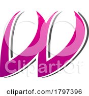 Poster, Art Print Of Magenta And Black Spiky Italic Shaped Letter W Icon