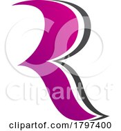 Poster, Art Print Of Magenta And Black Wavy Shaped Letter R Icon