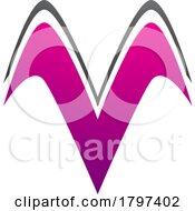 Poster, Art Print Of Magenta And Black Wing Shaped Letter V Icon
